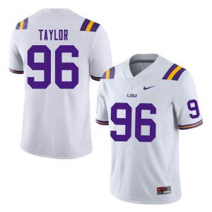 Mens LSU Tigers Eric Taylor #96 White Player Jersey 776208-780