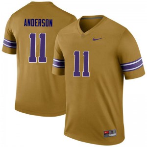 Men LSU Tigers Dee Anderson #11 Embroidery Gold Legend Jersey 741328-821