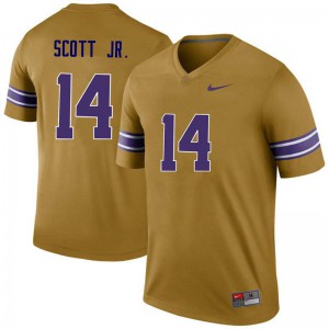 Men's LSU Tigers Lindsey Scott Jr. #14 Gold Player Legend Jerseys 934274-564