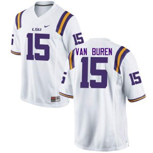 Mens LSU Tigers Steve Van Buren #15 Stitched White Jersey 853006-303