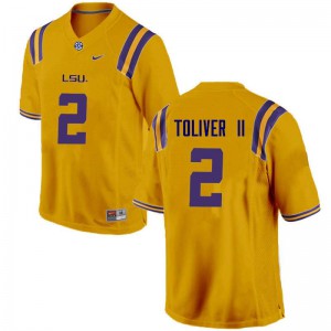 Men's LSU Tigers Kevin Toliver II #2 Gold Stitch Jerseys 251336-175