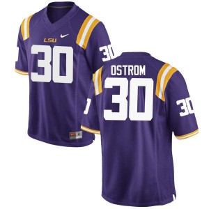 Men LSU Tigers Michael Ostrom #30 Embroidery Purple Jerseys 263914-635