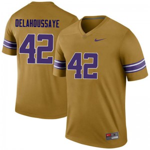Men's LSU Tigers Colby Delahoussaye #42 Embroidery Legend Gold Jersey 256285-847