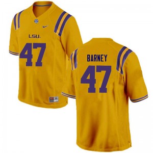Mens LSU Tigers Chance Barney #47 Football Gold Jerseys 738203-798