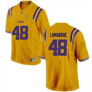 Mens LSU Tigers Ronnie Lamarque #48 Stitch Gold Jersey 492128-760
