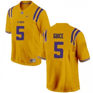 Men's LSU Tigers Derrius Guice #5 Gold Official Jersey 784604-953