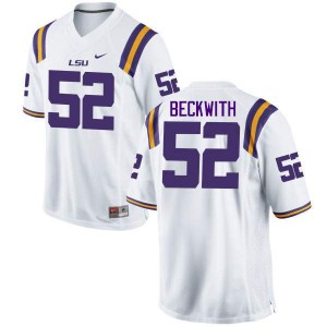 Mens LSU Tigers Kendell Beckwith #52 White Embroidery Jersey 805053-309