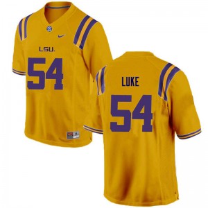 Men's LSU Tigers Rory Luke #54 Gold Stitched Jersey 546506-412