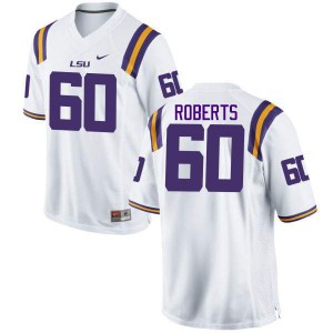 Mens LSU Tigers Marcus Roberts #60 White Embroidery Jerseys 536421-197