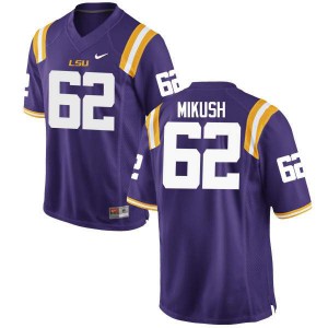 Mens LSU Tigers Justin Mikush #62 Official Purple Jerseys 978380-118