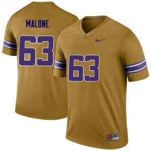Mens LSU Tigers K.J. Malone #63 Alumni Legend Gold Jersey 405275-127