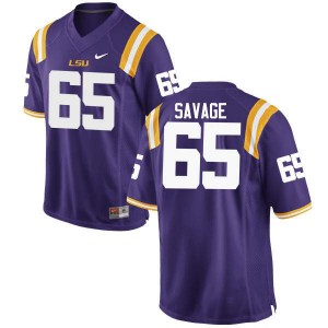 Mens LSU Tigers Jakori Savage #65 Purple University Jersey 282977-368