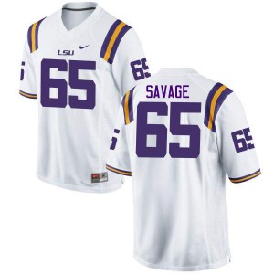 Men's LSU Tigers Jakori Savage #65 White College Jersey 437659-442