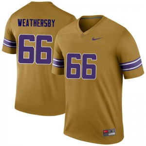 Mens LSU Tigers Toby Weathersby #66 Gold Legend College Jerseys 394384-484