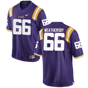 Men's LSU Tigers Toby Weathersby #66 Official Purple Jerseys 182953-854