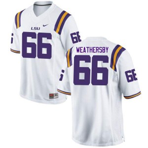 Mens LSU Tigers Toby Weathersby #66 Embroidery White Jersey 593782-552
