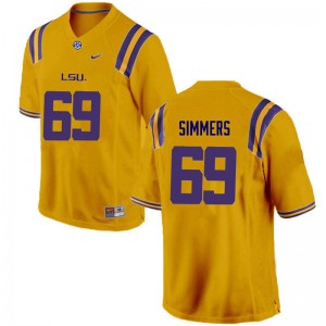 Mens LSU Tigers Turner Simmers #69 Embroidery Gold Jersey 992883-775