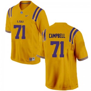 Men's LSU Tigers Donavaughn Campbell #71 Gold University Jerseys 336173-512