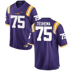 Mens LSU Tigers Maea Teuhema #75 Purple Stitch Jerseys 734400-440