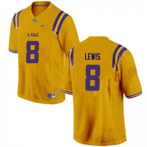 Men LSU Tigers Caleb Lewis #8 Gold University Jerseys 747485-416