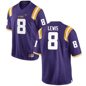Men's LSU Tigers Caleb Lewis #8 Purple Stitched Jersey 118813-679