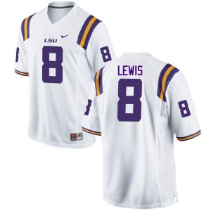 Mens LSU Tigers Caleb Lewis #8 Official White Jersey 146244-466