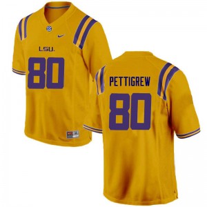 Men LSU Tigers Jamal Pettigrew #80 Gold Alumni Jerseys 142515-408