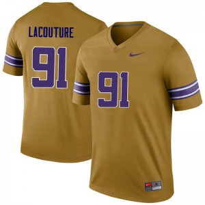 Mens LSU Tigers Christian LaCouture #91 Gold Stitched Legend Jersey 740681-616