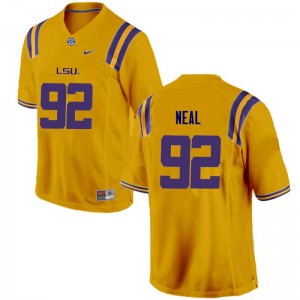 Men's LSU Tigers Lewis Neal #92 Gold Embroidery Jersey 751255-346