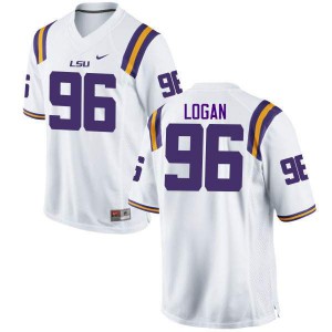 Men's LSU Tigers Glen Logan #96 Embroidery White Jerseys 694838-988