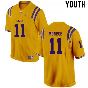 Youth LSU Tigers Eric Monroe #11 Gold High School Jersey 595339-262