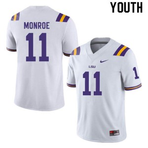 Youth LSU Tigers Eric Monroe #11 White Player Jersey 405478-884