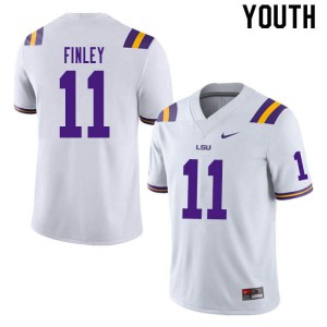 Youth LSU Tigers TJ Finley #11 Football White Jersey 658731-802