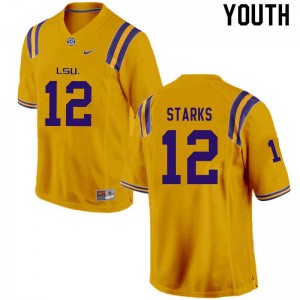 Youth LSU Tigers Donte Starks #12 Stitch Gold Jerseys 121745-218