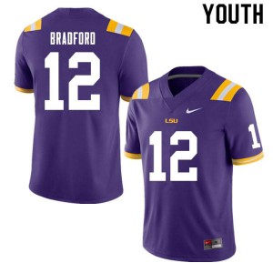 Youth LSU Tigers Tre Bradford #12 Player Purple Jerseys 717485-386