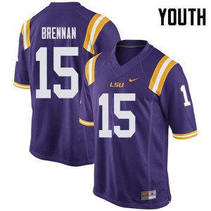 Youth LSU Tigers Myles Brennan #15 Player Purple Jerseys 770964-103
