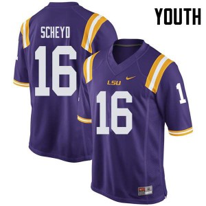 Youth LSU Tigers Tiger Scheyd #16 Purple Football Jerseys 299447-545