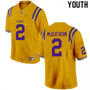Youth LSU Tigers Dwight McGlothern #2 Stitch Gold Jerseys 783251-987