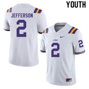 Youth LSU Tigers Justin Jefferson #2 High School White Jerseys 760255-607