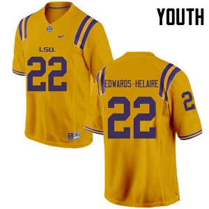 Youth LSU Tigers Clyde Edwards-Helaire #22 NCAA Gold Jerseys 805434-344