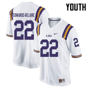 Youth LSU Tigers Clyde Edwards-Helaire #22 High School White Jerseys 656696-881