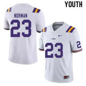 Youth LSU Tigers Corren Norman #23 White Football Jersey 676458-894