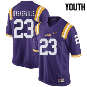 Youth LSU Tigers Micah Baskerville #23 Purple College Jersey 503242-173