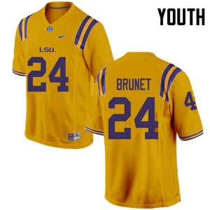 Youth LSU Tigers Colby Brunet #24 Gold College Jerseys 939021-341