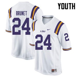 Youth LSU Tigers Colby Brunet #24 White College Jersey 342041-855