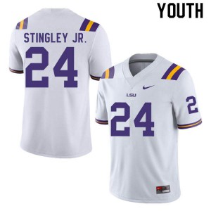 Youth LSU Tigers Derek Stingley Jr. #24 White College Jerseys 383579-130