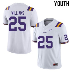 Youth LSU Tigers Josh Williams #25 White Stitch Jersey 483040-845