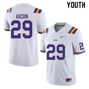 Youth LSU Tigers Alex Aucoin #29 White Football Jersey 730806-652