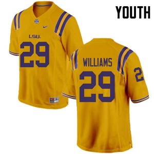 Youth LSU Tigers Greedy Williams #29 Embroidery Gold Jersey 217853-860