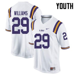 Youth LSU Tigers Greedy Williams #29 Embroidery White Jerseys 795004-624